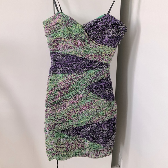 BCBG floral size 4 mini strapless dress - Picture 1 of 4